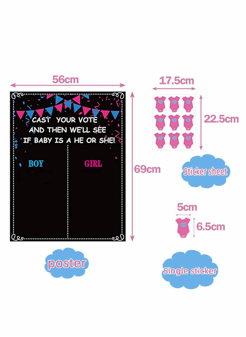 Baby Gender Reveal Board, Party Supplies Kit with Decorations Games Gender Reveal Voting Poster Board with Stickers, Chalkboard Design Party Games Kit