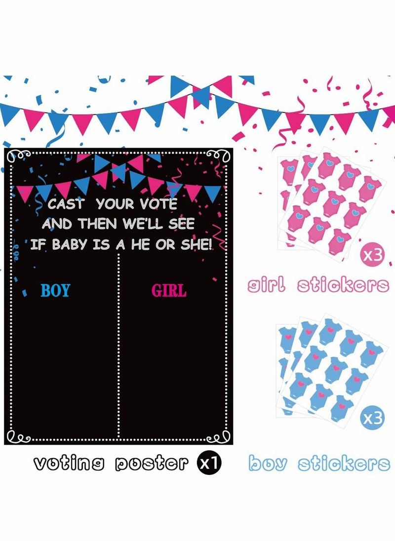 Baby Gender Reveal Board, Party Supplies Kit with Decorations Games Gender Reveal Voting Poster Board with Stickers, Chalkboard Design Party Games Kit