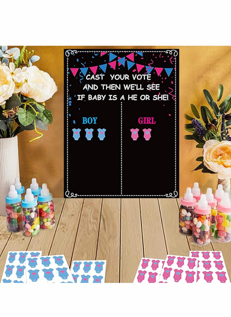 Baby Gender Reveal Board, Party Supplies Kit with Decorations Games Gender Reveal Voting Poster Board with Stickers, Chalkboard Design Party Games Kit