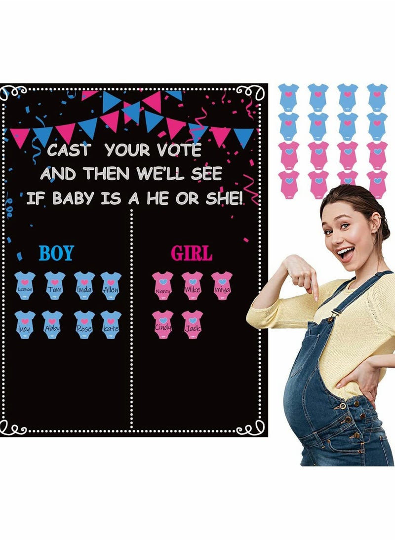 Baby Gender Reveal Board, Party Supplies Kit with Decorations Games Gender Reveal Voting Poster Board with Stickers, Chalkboard Design Party Games Kit