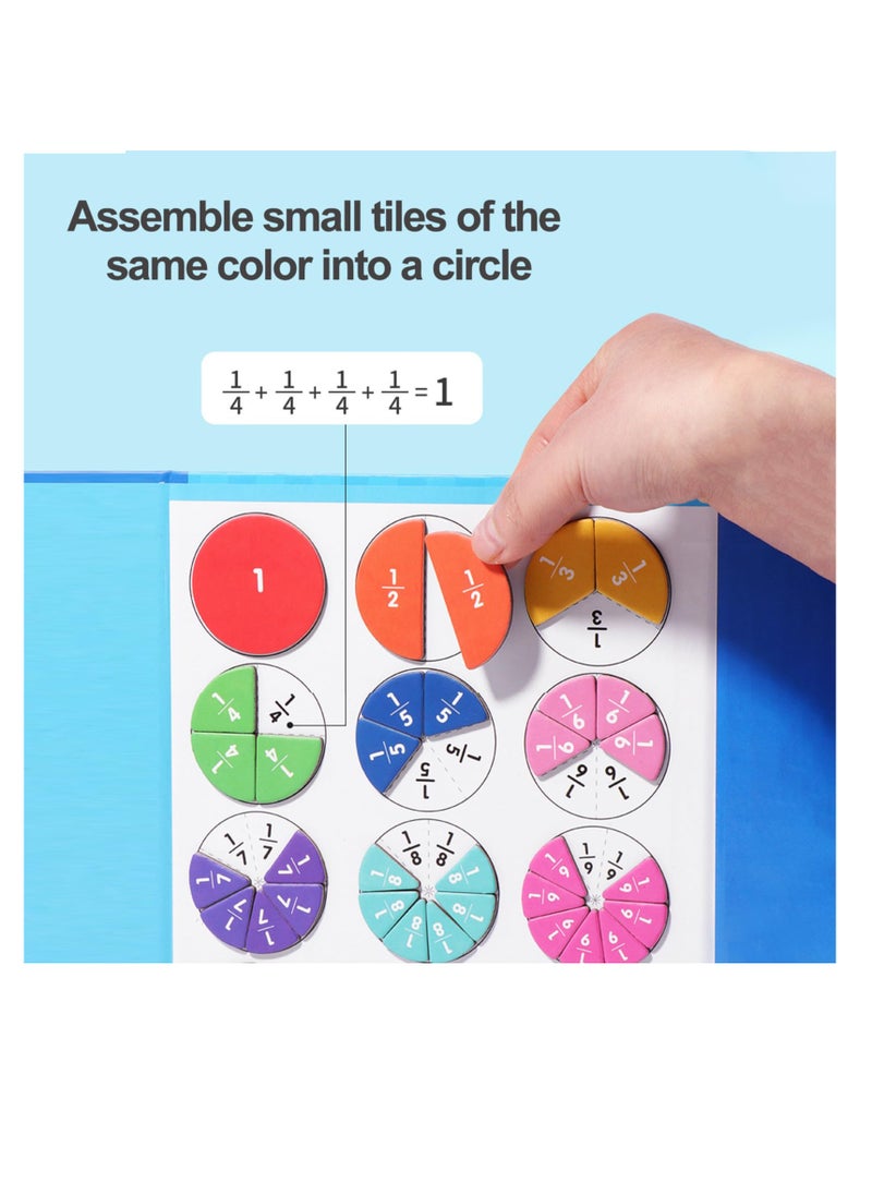 Magnetic Fraction Tiles and Circles for Educational Learning Games in Elementary Math