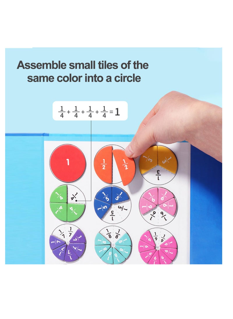 Magnetic Fraction Tiles and Circles for Educational Learning Games in Elementary Math