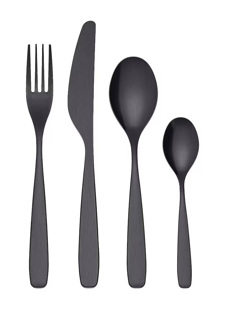 Metallized Stainless Steel Cutlery Set - 24 Pieces ( Matt Black)