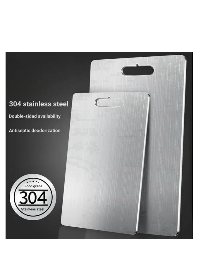 Liying Stainless Steel Cutting Board - Cutting Boards (39 * 28cm) for Kitchen, Dishwasher Safe Double-Sided Stainless Steel Board for Home, Kitchen, Outdoor Camping, Restaurant & Hotel (B)