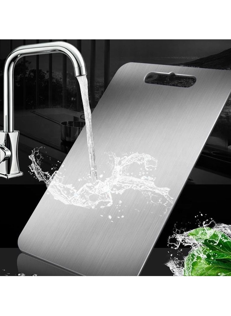 Heavy Duty 304 Stainless Steel Cutting Board for Kitchen Double-Sided Non-Slip Chopping Board for Meat Vegetables Fruit and Cheese Easy to Clean Scratch Resistant Mold-Proof Perfect for Home Cooking(40*30*0.2)