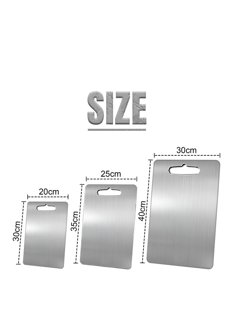 Heavy Duty 304 Stainless Steel Cutting Board for Kitchen Double-Sided Non-Slip Chopping Board for Meat Vegetables Fruit and Cheese Easy to Clean Scratch Resistant Mold-Proof Perfect for Home Cooking(40*30*0.2)