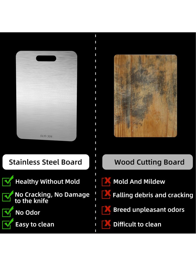 Heavy Duty 304 Stainless Steel Cutting Board for Kitchen Double-Sided Non-Slip Chopping Board for Meat Vegetables Fruit and Cheese Easy to Clean Scratch Resistant Mold-Proof Perfect for Home Cooking(40*30*0.2)