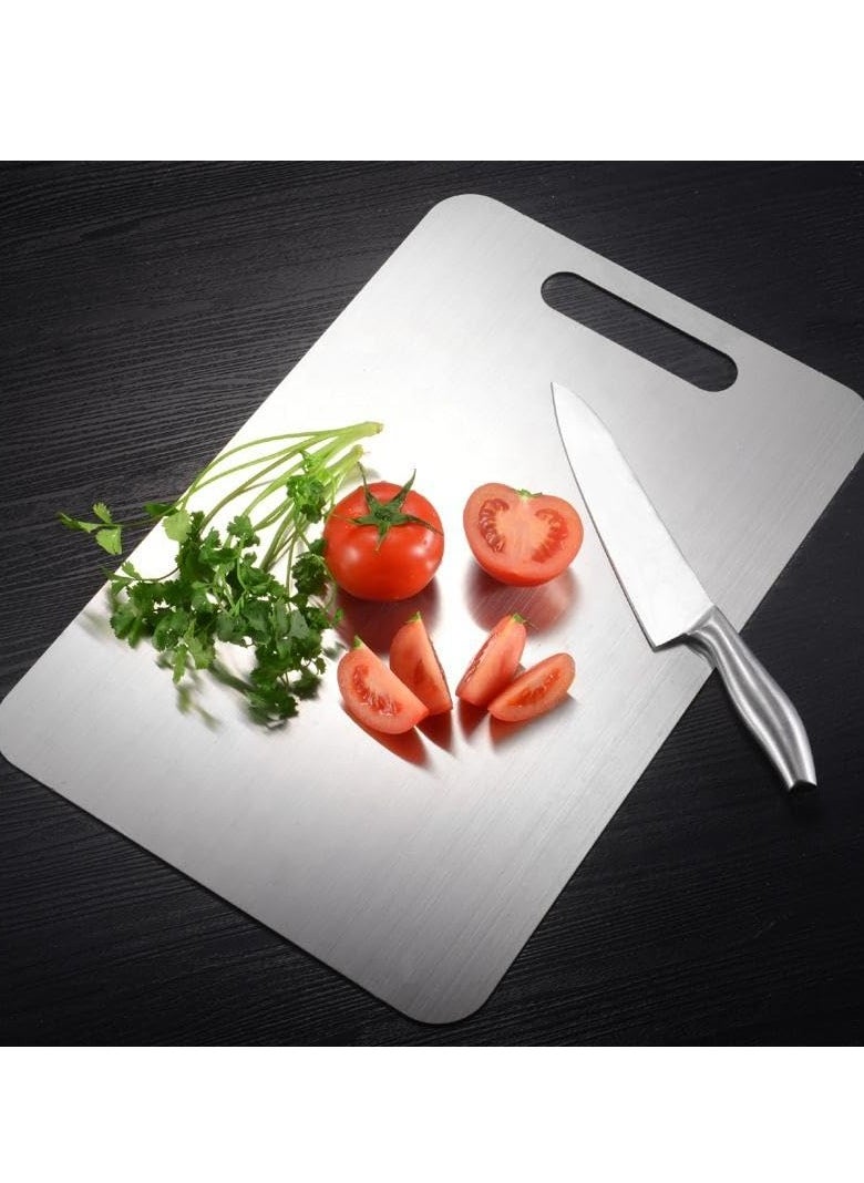 Heavy Duty 304 Stainless Steel Cutting Board for Kitchen Double-Sided Non-Slip Chopping Board for Meat Vegetables Fruit and Cheese Easy to Clean Scratch Resistant Mold-Proof Perfect for Home Cooking(40*30*0.2)