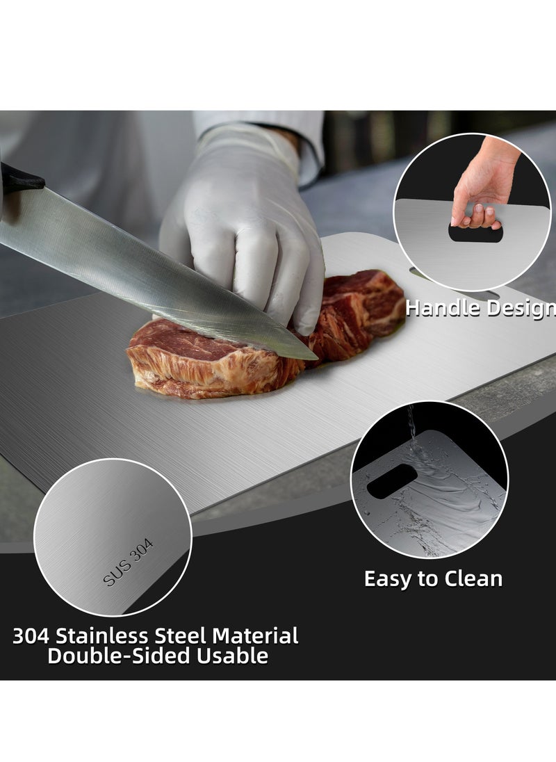 Heavy Duty 304 Stainless Steel Cutting Board for Kitchen Double-Sided Non-Slip Chopping Board for Meat Vegetables Fruit and Cheese Easy to Clean Scratch Resistant Mold-Proof Perfect for Home Cooking(40*30*0.2)