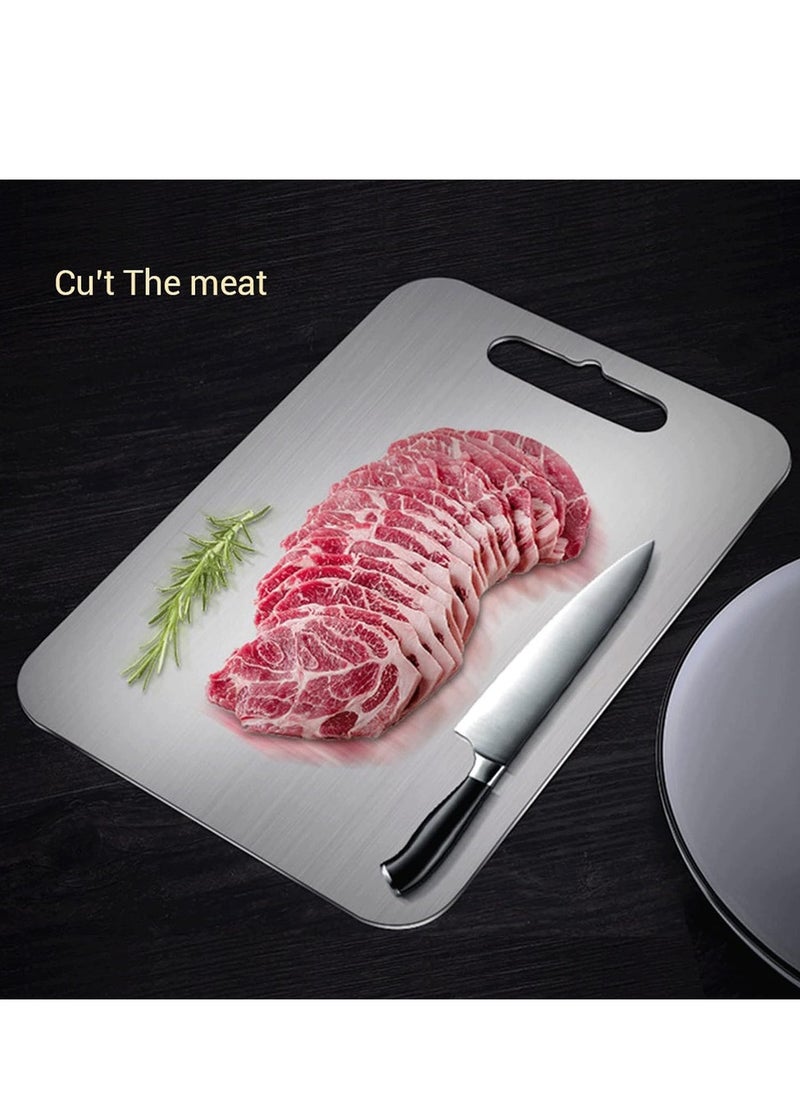 Heavy Duty 304 Stainless Steel Cutting Board for Kitchen Double-Sided Non-Slip Chopping Board for Meat Vegetables Fruit and Cheese Easy to Clean Scratch Resistant Mold-Proof Perfect for Home Cooking(40*30*0.2)