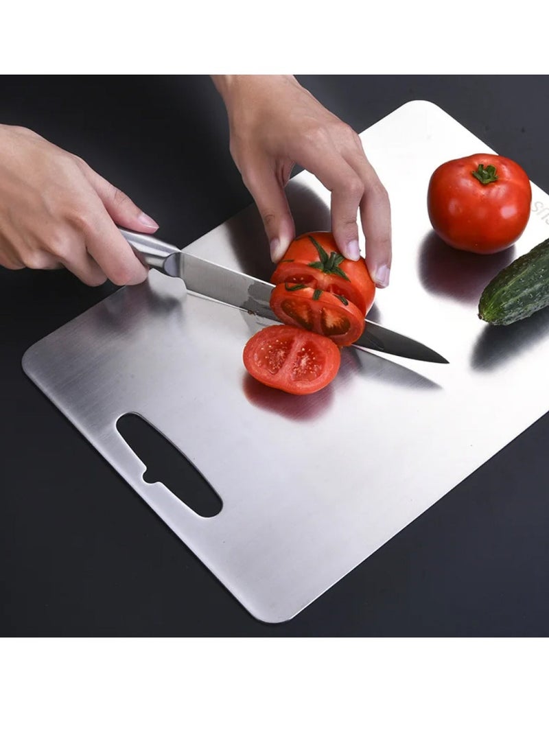 Heavy Duty 304 Stainless Steel Cutting Board for Kitchen Double-Sided Non-Slip Chopping Board for Meat Vegetables Fruit and Cheese Easy to Clean Scratch Resistant Mold-Proof Perfect for Home Cooking(40*30*0.2)