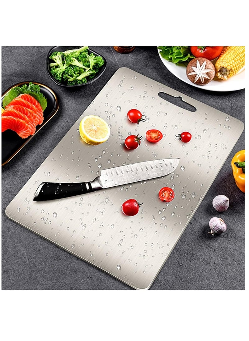 Heavy Duty 304 Stainless Steel Cutting Board for Kitchen Double-Sided Non-Slip Chopping Board for Meat Vegetables Fruit and Cheese Easy to Clean Scratch Resistant Mold-Proof Perfect for Home Cooking(40*30*0.2)