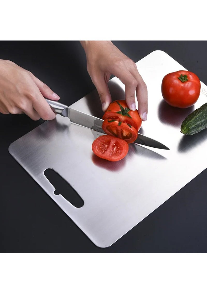 Heavy Duty 304 Stainless Steel Cutting Board for Kitchen Double-Sided Non-Slip Chopping Board for Meat Vegetables Fruit and Cheese Easy to Clean Scratch Resistant Mold-Proof Perfect for Home Cooking (30*20*0.2)