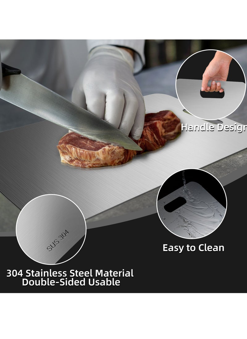 Heavy Duty 304 Stainless Steel Cutting Board for Kitchen Double-Sided Non-Slip Chopping Board for Meat Vegetables Fruit and Cheese Easy to Clean Scratch Resistant Mold-Proof Perfect for Home Cooking (30*20*0.2)