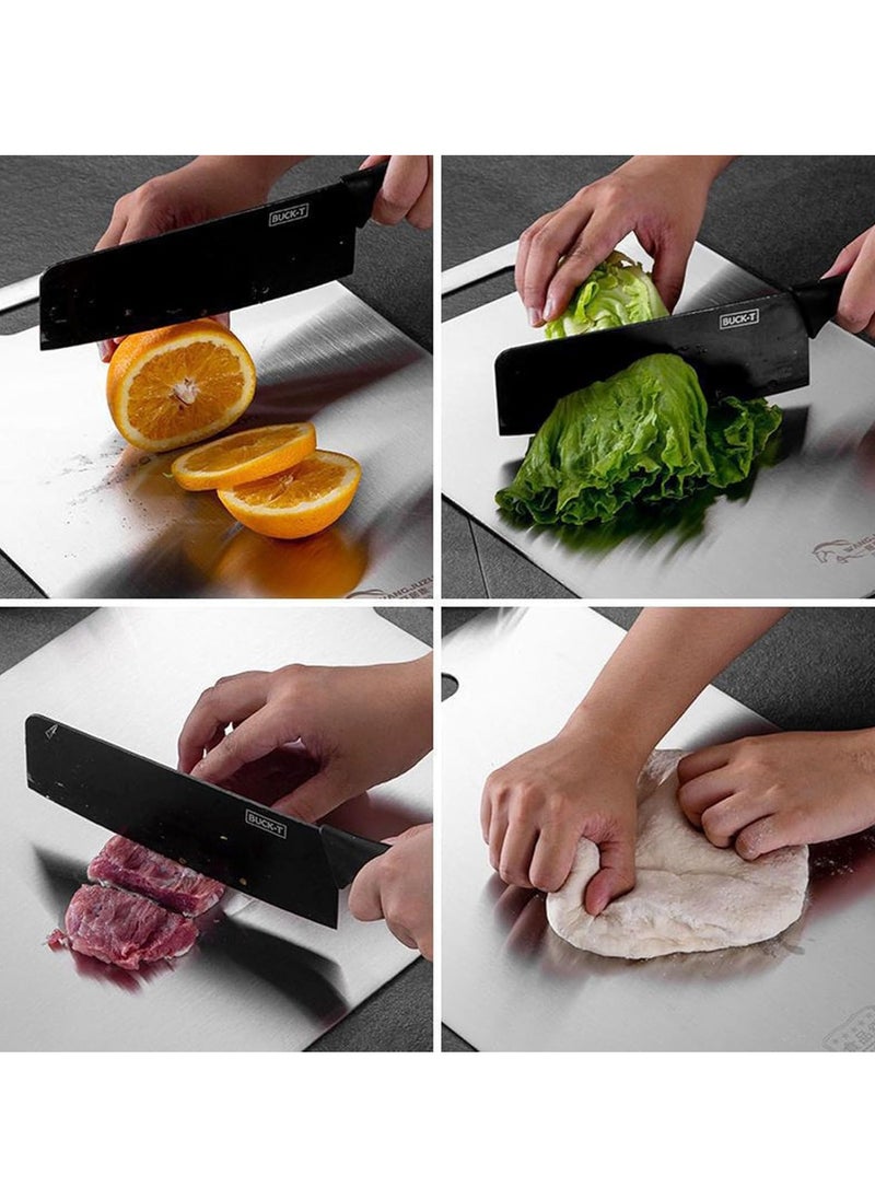 Heavy Duty 304 Stainless Steel Cutting Board for Kitchen Double-Sided Non-Slip Chopping Board for Meat Vegetables Fruit and Cheese Easy to Clean Scratch Resistant Mold-Proof Perfect for Home Cooking (30*20*0.2)