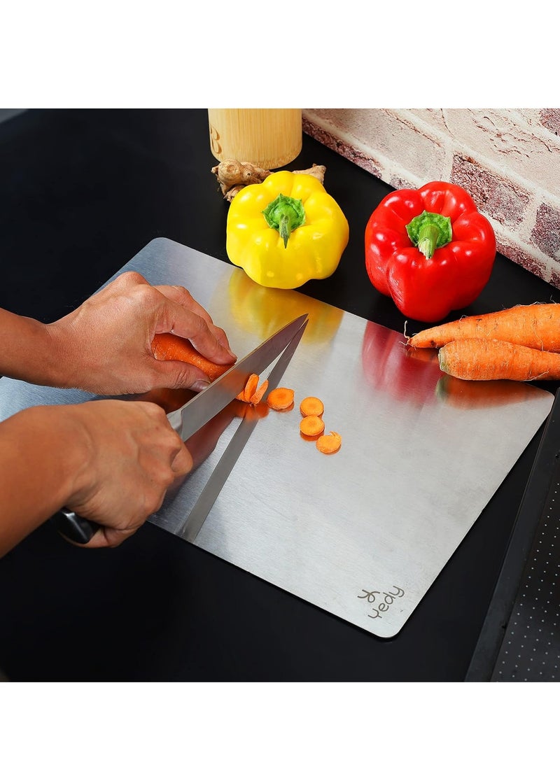 Heavy Duty 304 Stainless Steel Cutting Board for Kitchen Double-Sided Non-Slip Chopping Board for Meat Vegetables Fruit and Cheese Easy to Clean Scratch Resistant Mold-Proof Perfect for Home Cooking (30*20*0.2)