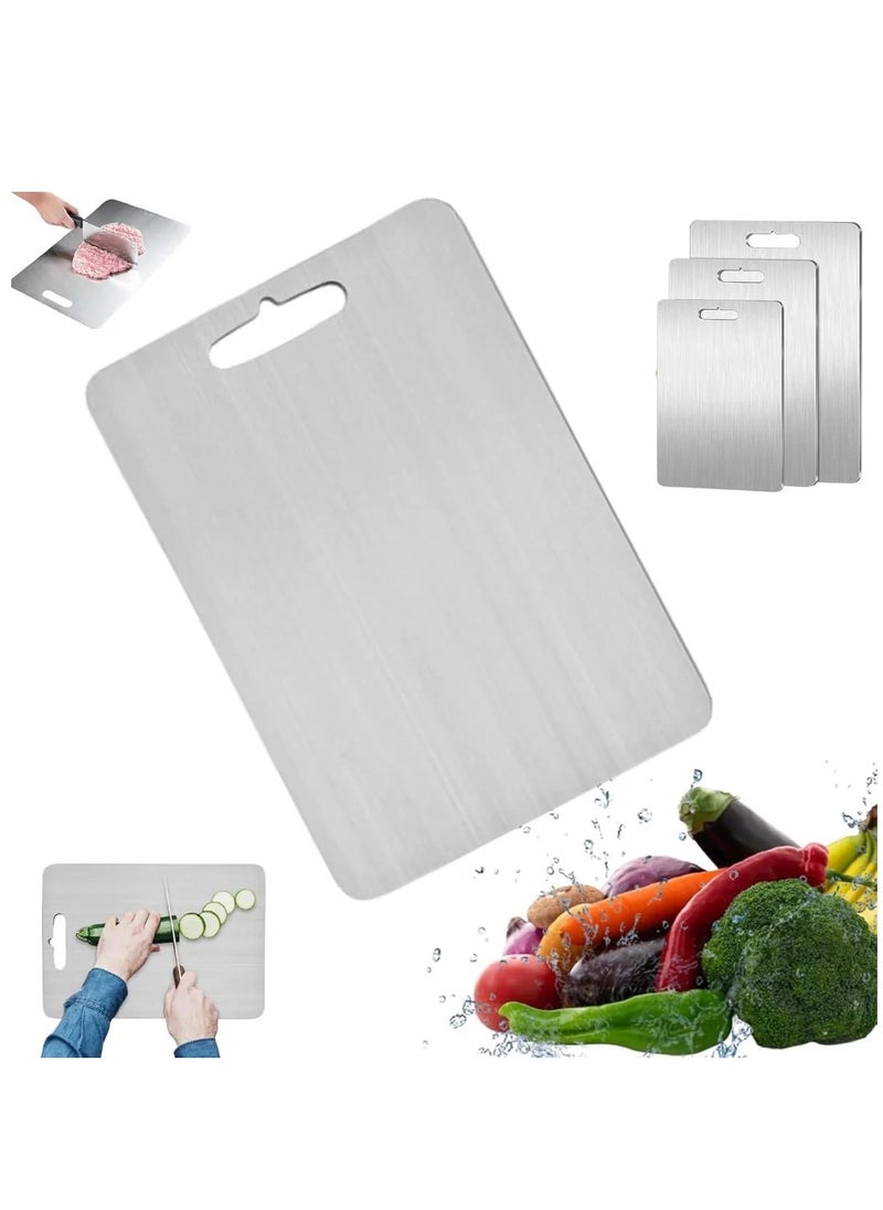 Heavy Duty 304 Stainless Steel Cutting Board for Kitchen Double-Sided Non-Slip Chopping Board for Meat Vegetables Fruit and Cheese Easy to Clean Scratch Resistant Mold-Proof Perfect for Home Cooking (30*20*0.2)