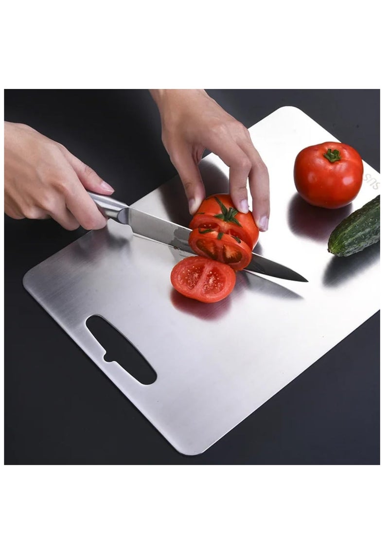 Heavy Duty 304 Stainless Steel Cutting Board for Kitchen Double-Sided Non-Slip Chopping Board for Meat Vegetables Fruit and Cheese Easy to Clean Scratch Resistant Mold-Proof Perfect for Home Cooking (30*20*0.2)