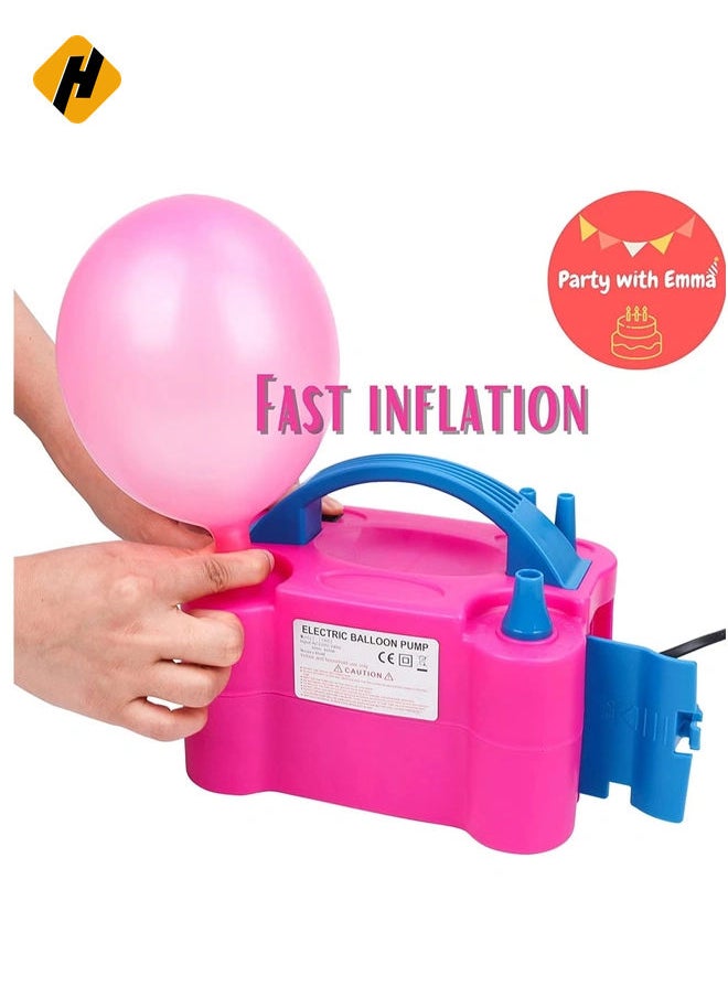 Electric Air Balloon Pump Multi Color Electric Balloon Pump Portable Air Blower Dual Nozzle Balloon Inflator for Fast and Easy Bulk Balloons Filling for Event and Party Decoration