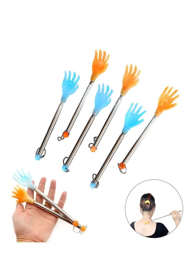 6 Packs Back Scratcher, Portable Extendable Backscratchers 17.3in Long Telescoping Massage Tool Eliminating Back Itching for Women Men Kids Blue, Yellow