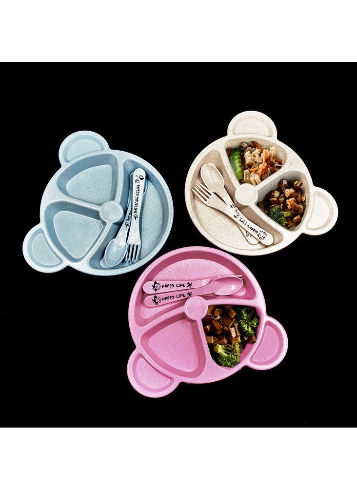 Suction Plates for Baby, Silicone Plates with Suction Divided, Baby Spoon Fork Set for Toddler Baby Dishes Kids Plates