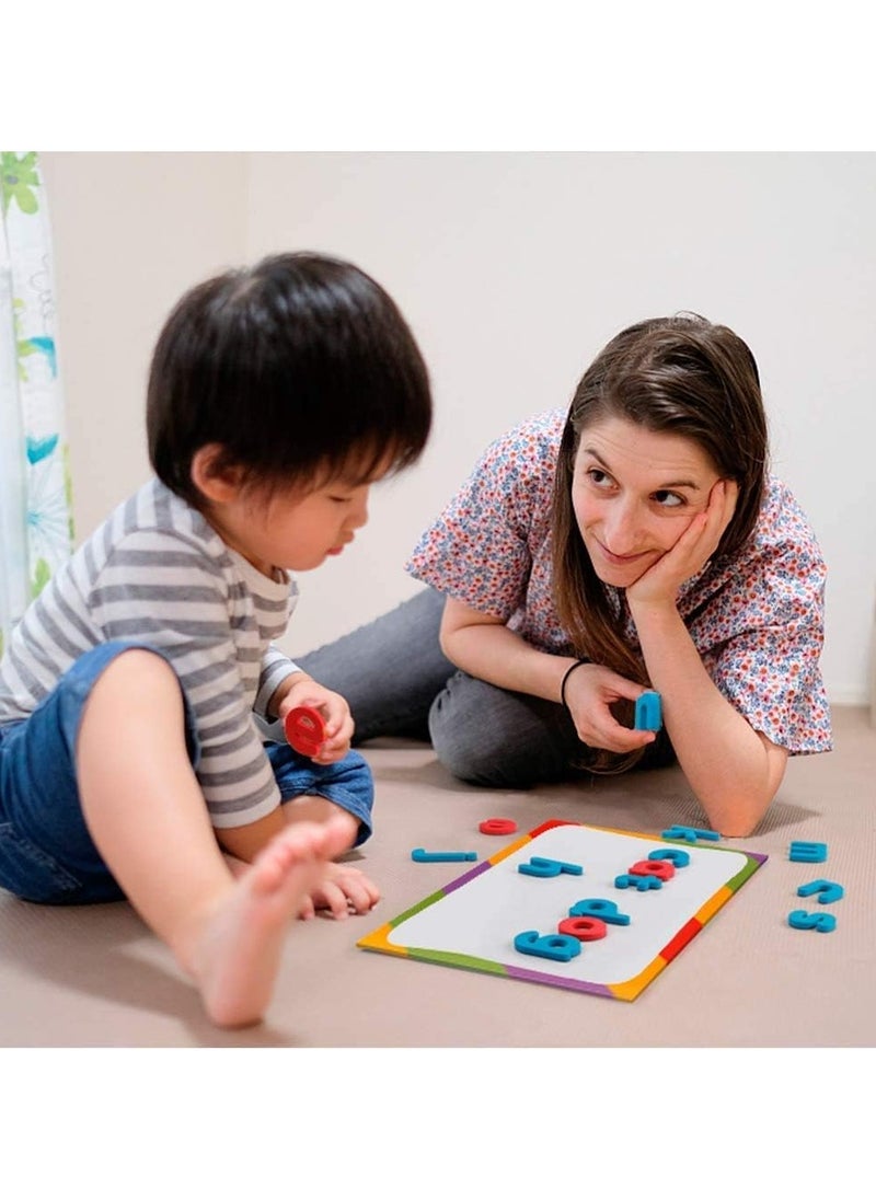 English Magnetic Letters with Magnetic Board & Storage Box- 2-in-1 Educational Toy Set for Preschoolers (Includes 2 Markers, 1 Eraser) - English Alphabet Learning Set