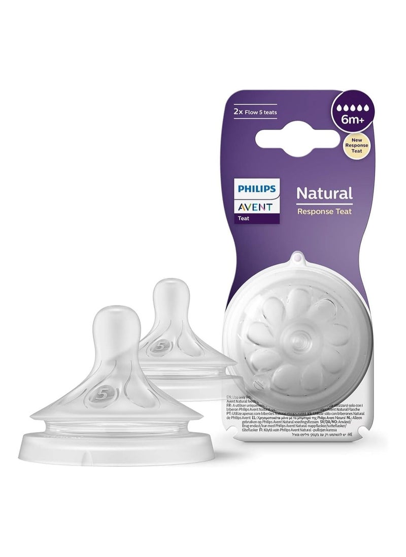 Pack Of 2 Natural Feeding Teats Fast Flow 6 Months Plus - Clear