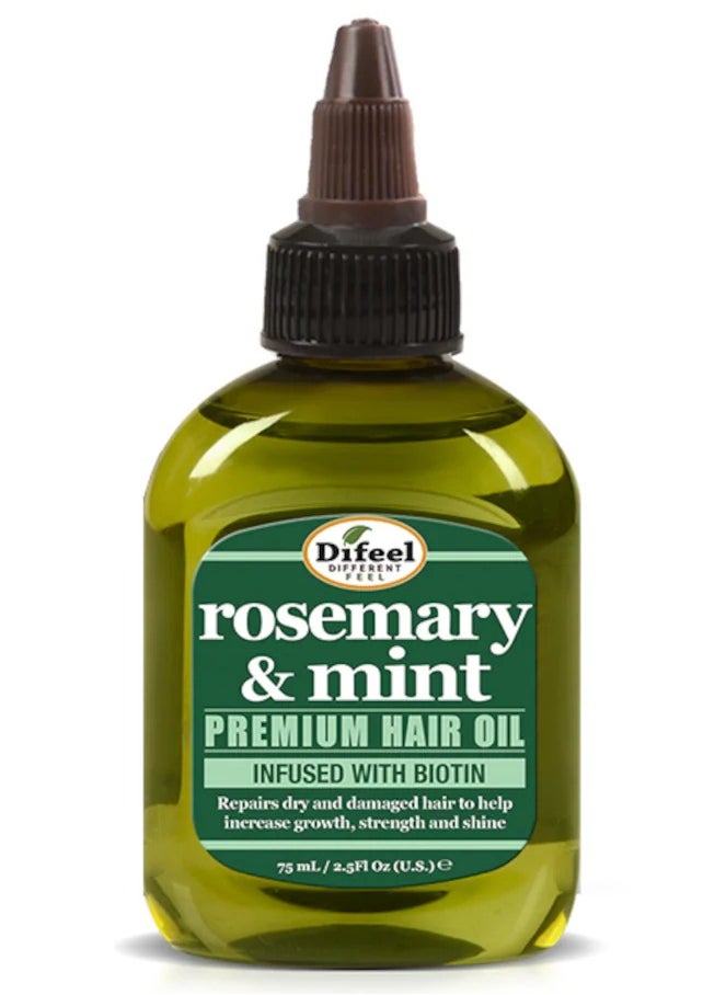 Difeel Rosemary and Mint Premium Hair Oil with Biotin - Strengthening and Nourishing Hair Treatment - 2.5 oz.