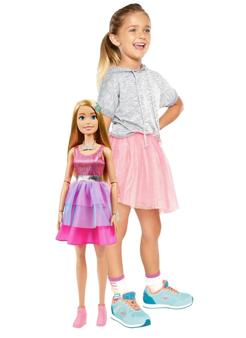 Large Barbie Doll, 28 Inches Tall, Blond Hair and Shimmery Pink Dress