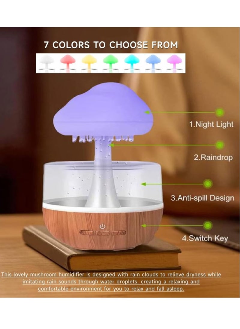 Rain Cloud Humidifier – Cute Raining Cloud Night Light with 7 LED Colors, 2000mAh Battery & 500ml Capacity