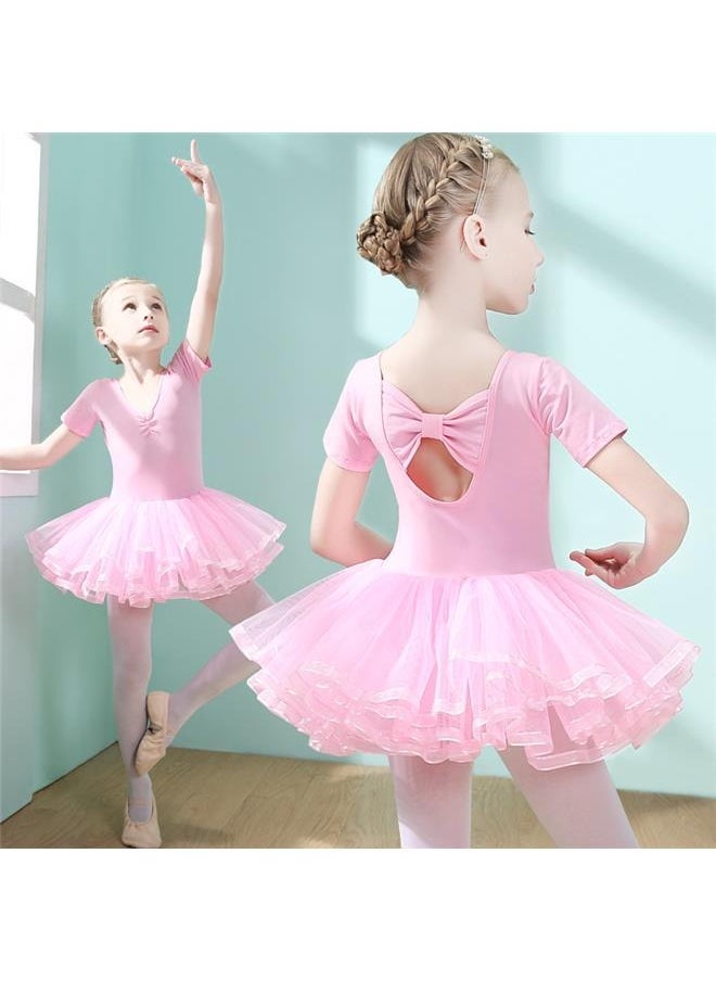 Short Sleeve Tutu Skirt Ballet Outfit Dress 110cm，Ballet Leotards for Girls Tutu Dresses Toddler Short Sleeve Ballet Skirt Ballerina Outfit