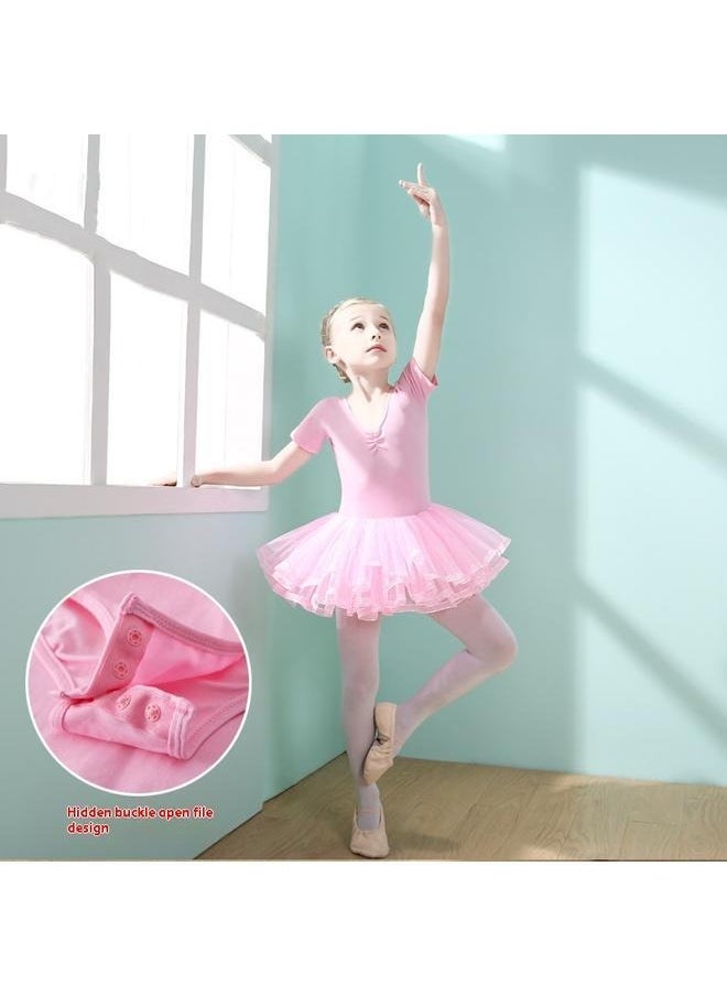 Short Sleeve Tutu Skirt Ballet Outfit Dress 110cm，Ballet Leotards for Girls Tutu Dresses Toddler Short Sleeve Ballet Skirt Ballerina Outfit