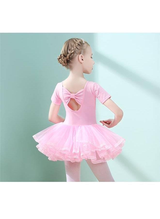 Short Sleeve Tutu Skirt Ballet Outfit Dress 110cm，Ballet Leotards for Girls Tutu Dresses Toddler Short Sleeve Ballet Skirt Ballerina Outfit