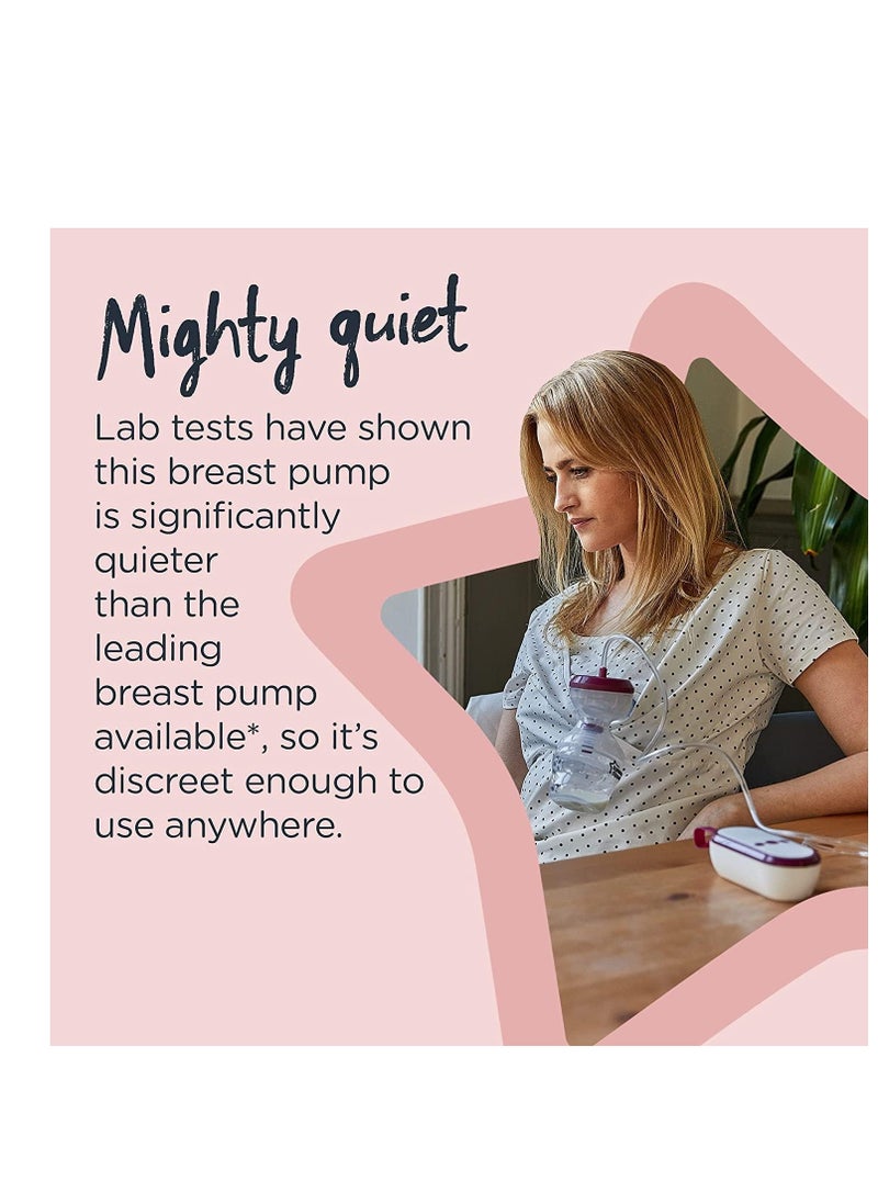 Tommee Tippe Made for Me Single Electric Breast Pump, Strong Suction, Soft Feel, USB Rechargeable, Quiet, Portable, Express Modes, Baby Bottle Included