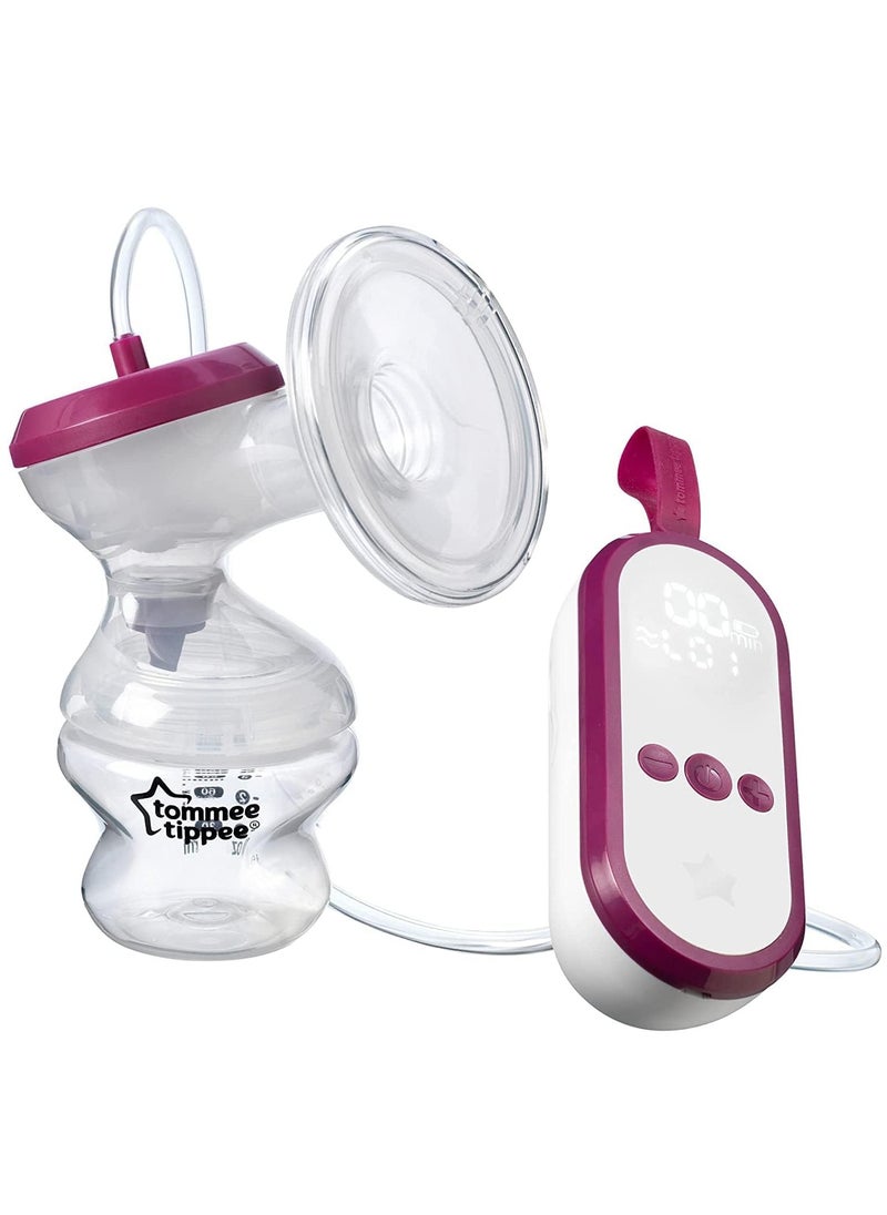 Tommee Tippe Made for Me Single Electric Breast Pump, Strong Suction, Soft Feel, USB Rechargeable, Quiet, Portable, Express Modes, Baby Bottle Included