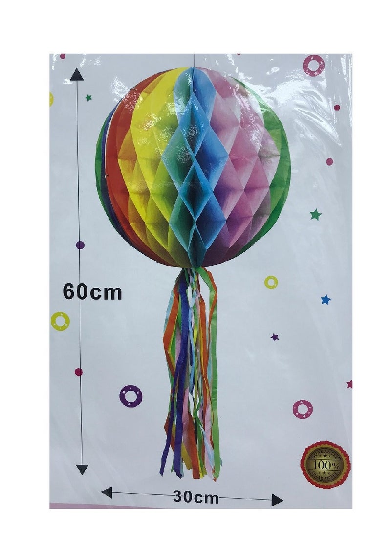 5-Pcs Honeycomb Ball with Tassel Multi Color (60cm x 30cm)