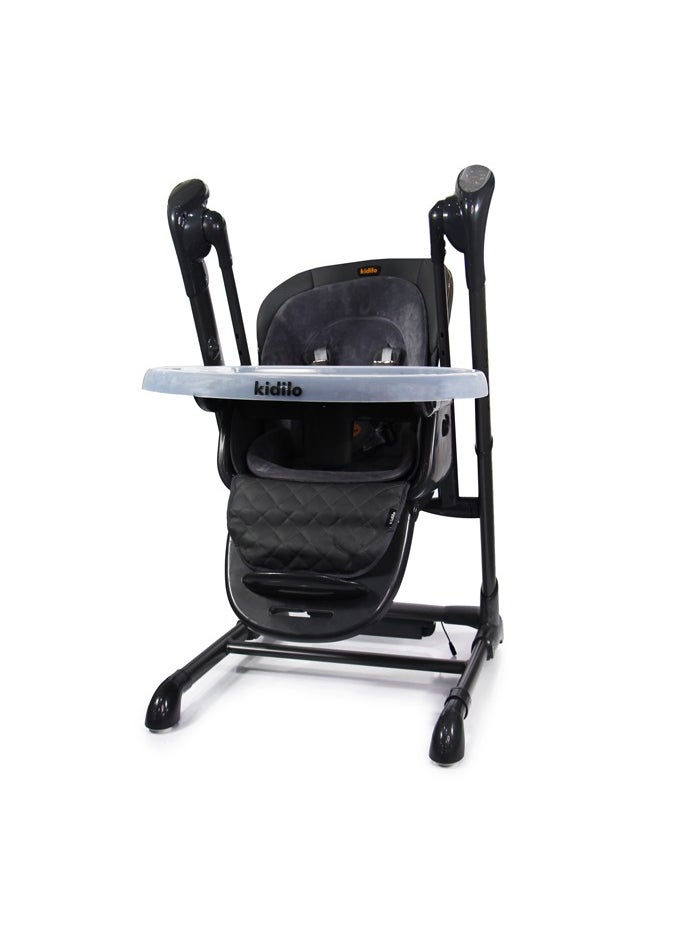 3-in-1 Convertible Feeding High Chair | Rocker with Double Tray, Washable Fabric, and Safety Straps for Kids 6 Months to 4 Years | Adjustable Toddler Feeding Chair