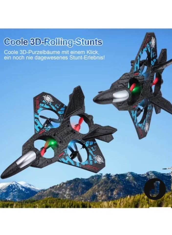 L0712 2.4GHz Remote-Controlled Floating Fighter Quadcopter Aeroplane with LED Lights – RTF for All AgesC