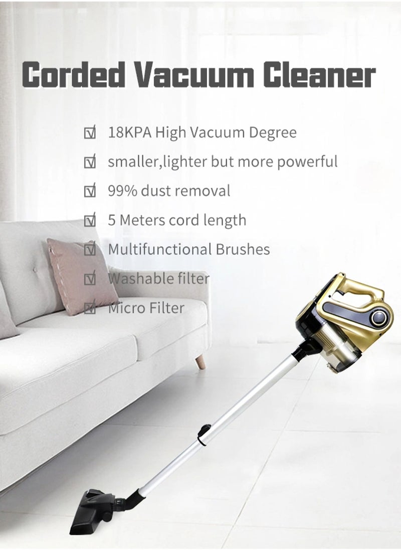 2-in-1 Corded Vacuum Cleaner – Portable Vacuum Cleaner - Handheld Vacuum Cleaner - 600W and 18000PA - Upright Vacuum Cleaner - Dust Removal Tools for Floors, Carpets, Desktops, Sofas, Windows, Bed, Corner