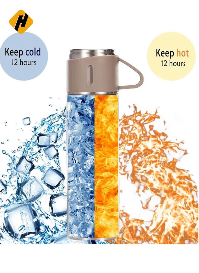 Stainless Steel Thermos Flask Set Stainless Steel Coffee Tumbler Gift Box Commercial Gift Vacuum Insulated Bottle Hot Drink Water Bottle Cold Drink Water Bottle (Steel color)