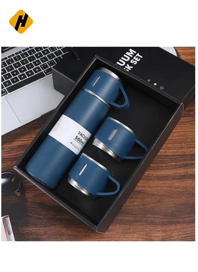 Stainless Steel vacuum Flask Gift Set: Insulated Water bottle for Outdoor Travel and Sipping (Blue)