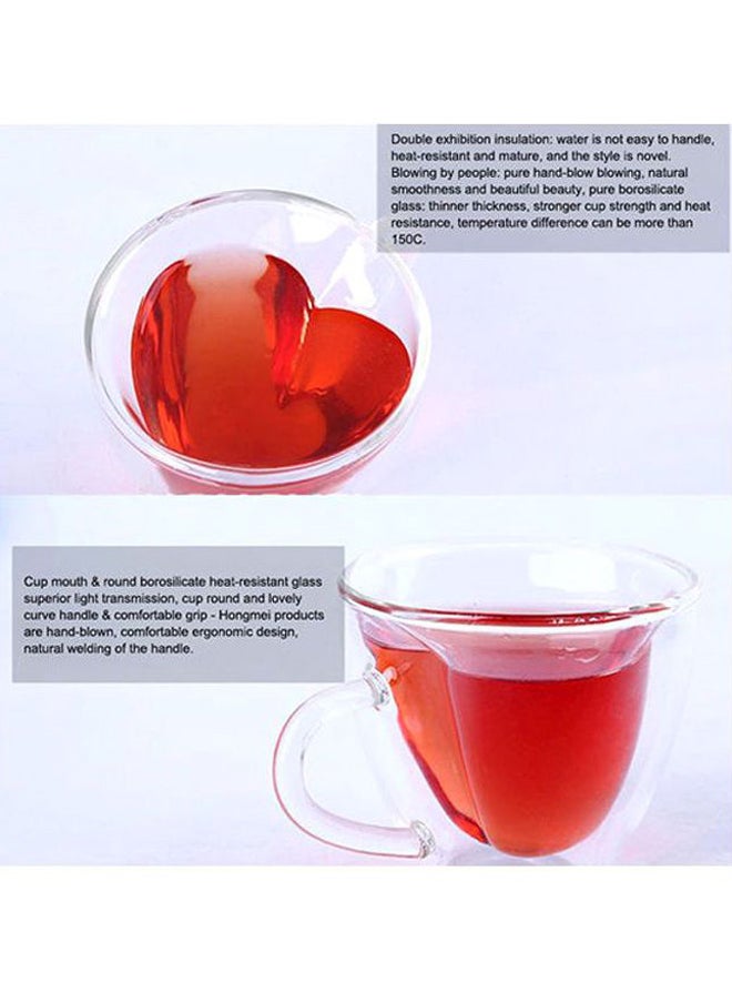 Heart Love Shaped Tea Cup Transparent 8.3x7.8x4centimeter