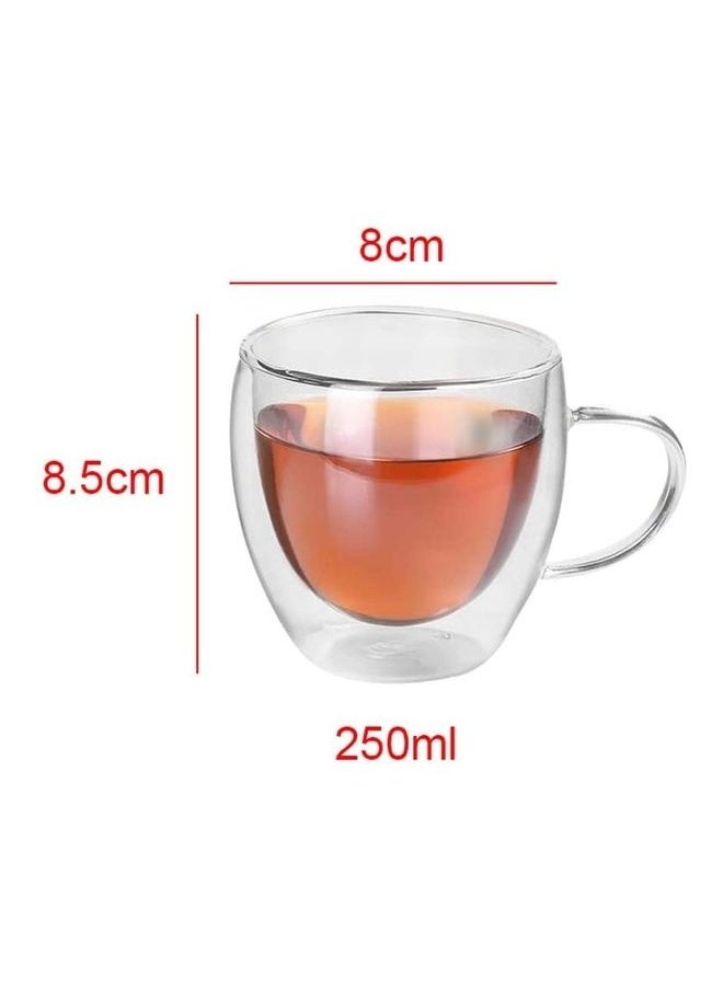 Set of 2 Double Walled Design Glass Cup With Handles multicolour 250mm