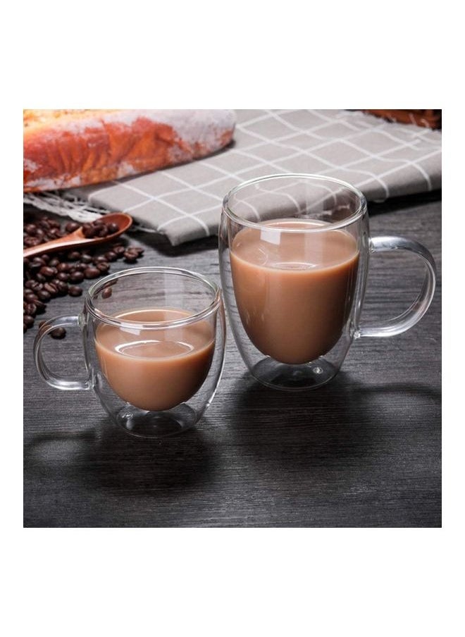 Set of 2 Double Walled Design Glass Cup With Handles multicolour 250mm