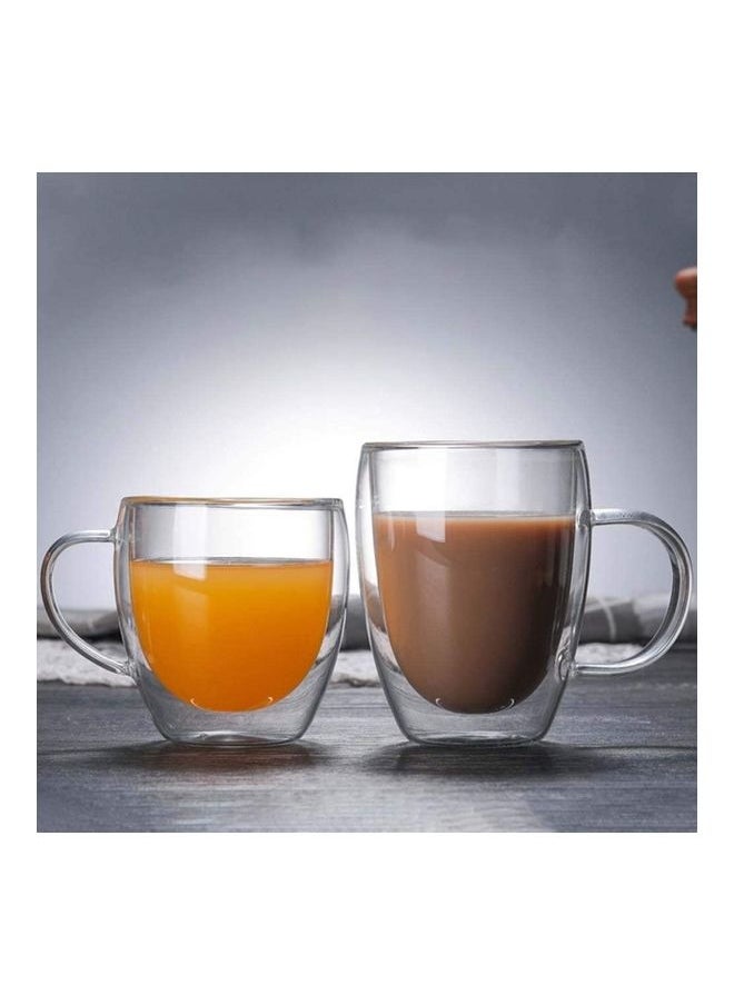 Set of 2 Double Walled Design Glass Cup With Handles multicolour 250mm