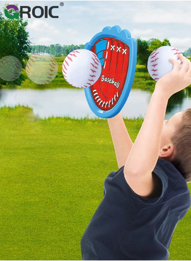 Kids Velcro Catching Balls Set,Toss and Catch Ball Game Set with Light,Baseball Glove Sticky Mitt,Yard Games Beach Toys,Paddle Ball Family Backyard Games,Kids Outdoor Games Baseball Game