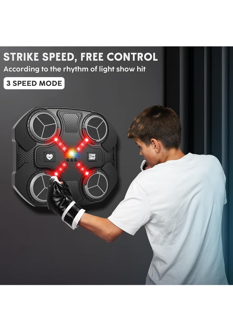 Music Boxing Machine Sport Toys for Kids,Wall Mounted Bluetooth Smart Punching Target Toys,Electronic Training Pad Toy with Boxing Glove,Ideas Toys for Boys Girls Kids 3 4 5 6 7 8 9 10 11+ Years Old