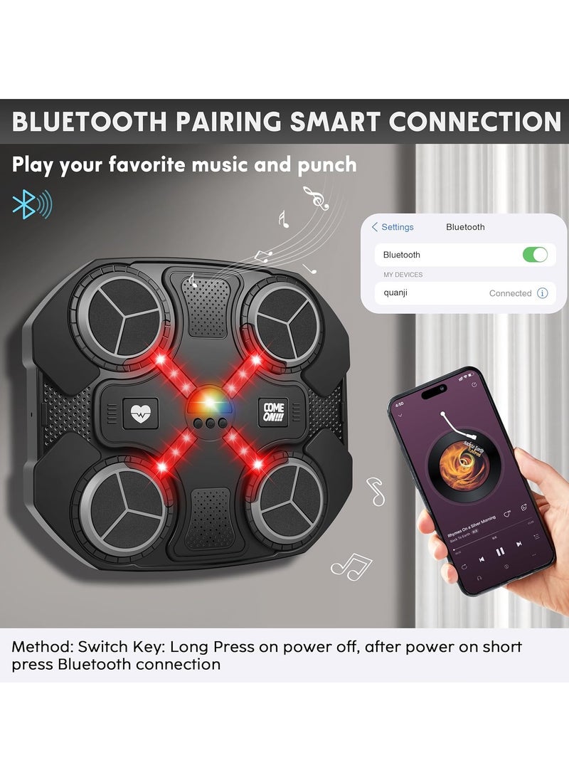 Music Boxing Machine Sport Toys for Kids,Wall Mounted Bluetooth Smart Punching Target Toys,Electronic Training Pad Toy with Boxing Glove,Ideas Toys for Boys Girls Kids 3 4 5 6 7 8 9 10 11+ Years Old