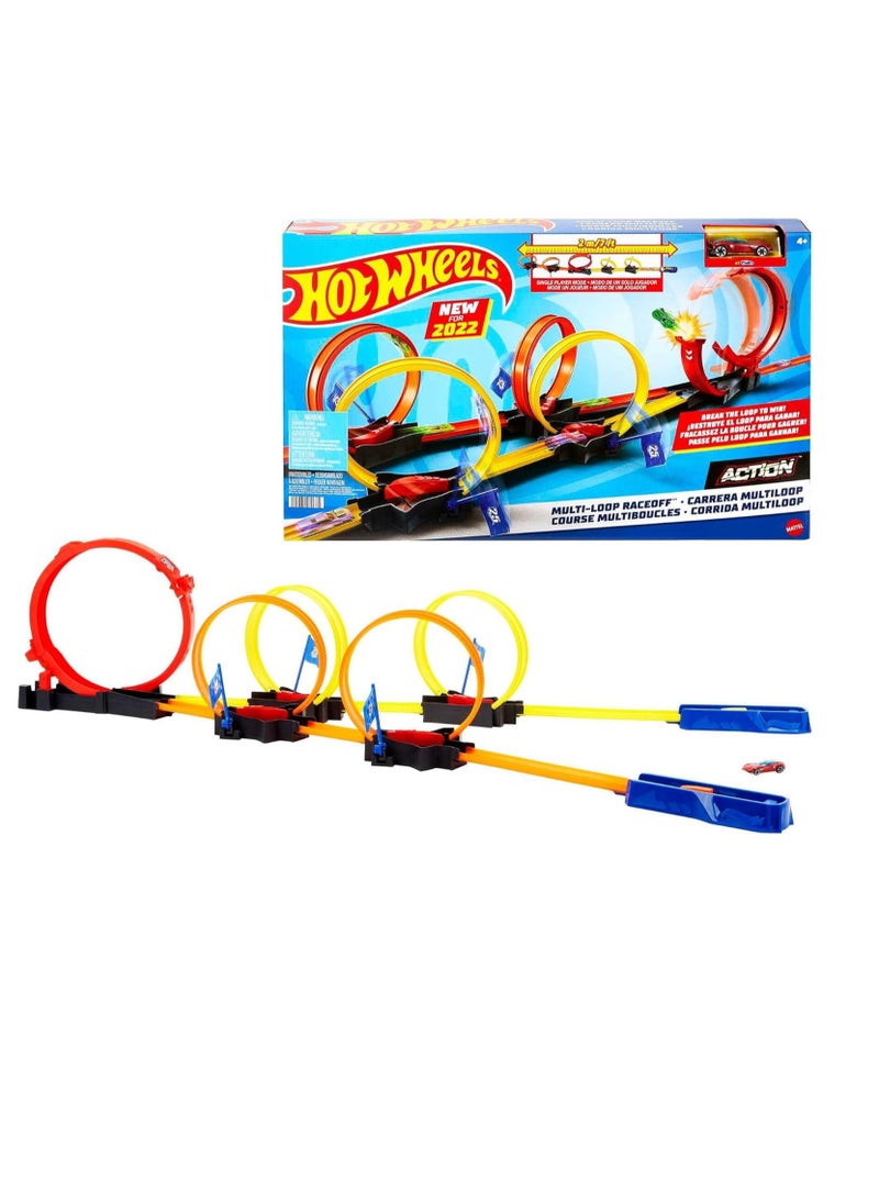 Multi-Loop Race Off Playset, With 1 Car, Gift for Kids 4 to 10