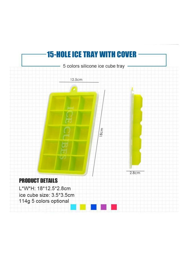 Silicone Ice Cube Trays With Lids Green/Clear 18x2.8x12.5centimeter